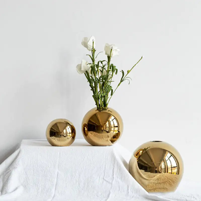 Radiant Gold Sphere Vase