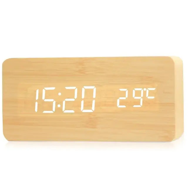 Natural Elegance: Wooden LED Digital Alarm Clock with Modern Design