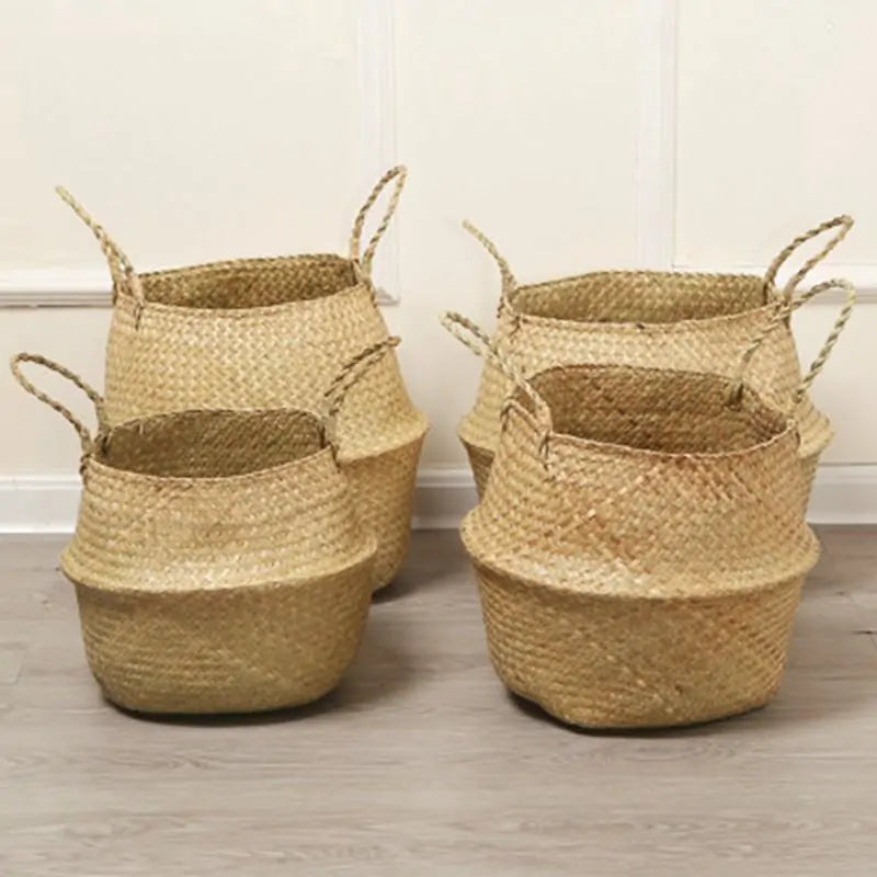 Natural Serenity: Handwoven Seagrass Hanging Planter Basket