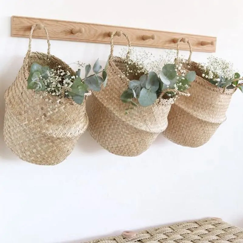 Natural Serenity: Handwoven Seagrass Hanging Planter Basket