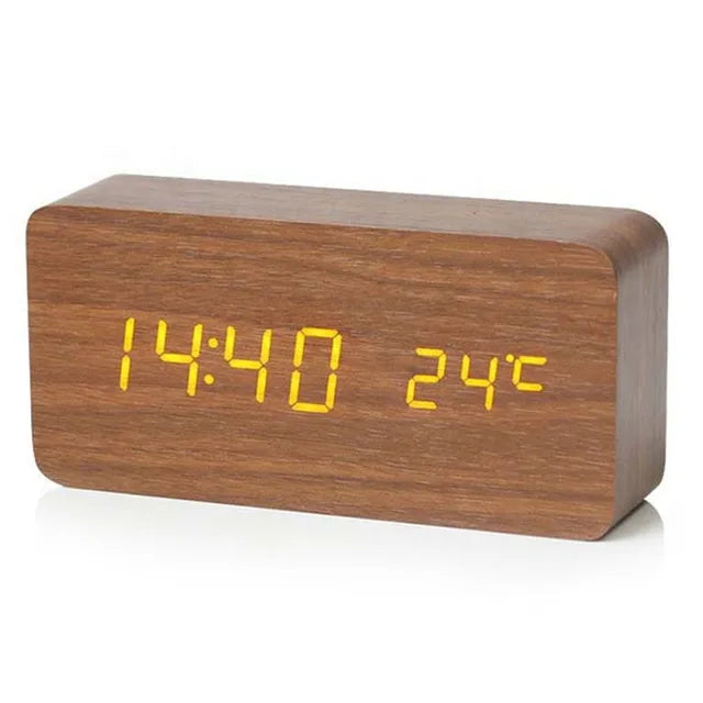 Natural Elegance: Wooden LED Digital Alarm Clock with Modern Design