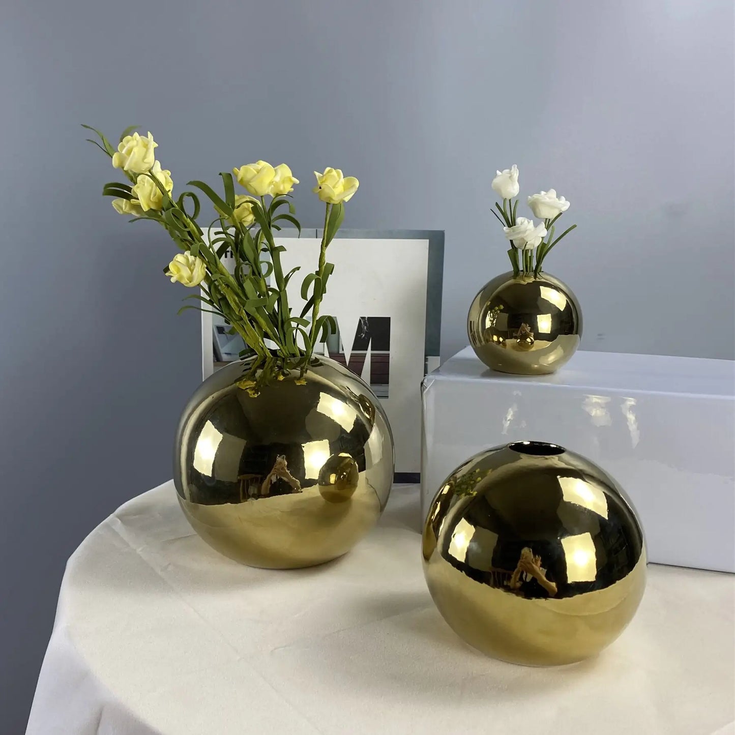 Radiant Gold Sphere Vase