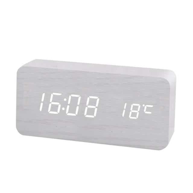 Natural Elegance: Wooden LED Digital Alarm Clock with Modern Design