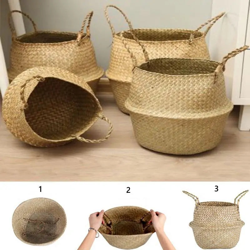 Natural Serenity: Handwoven Seagrass Hanging Planter Basket