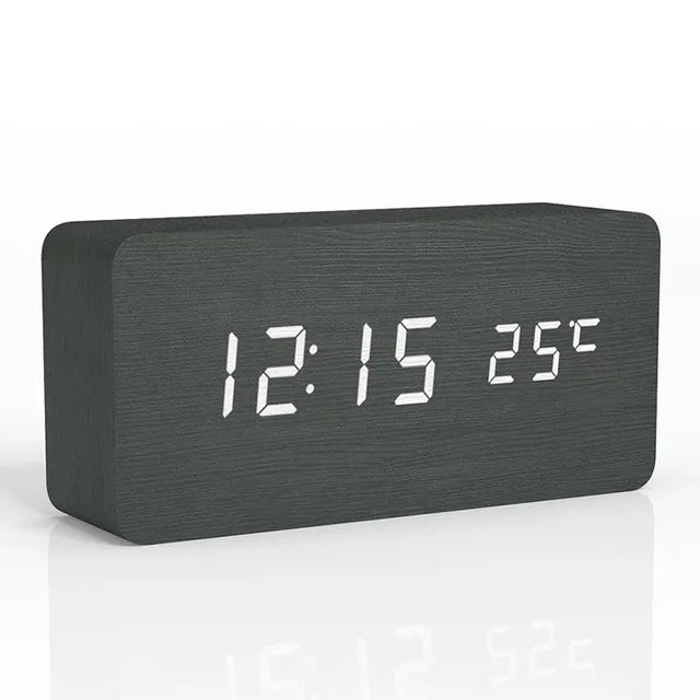 Natural Elegance: Wooden LED Digital Alarm Clock with Modern Design