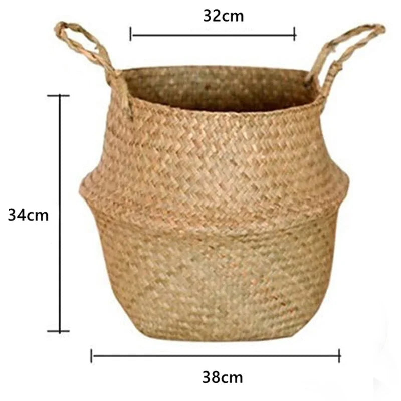 Natural Serenity: Handwoven Seagrass Hanging Planter Basket