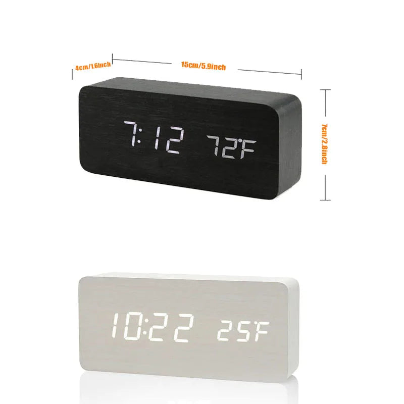 Natural Elegance: Wooden LED Digital Alarm Clock with Modern Design